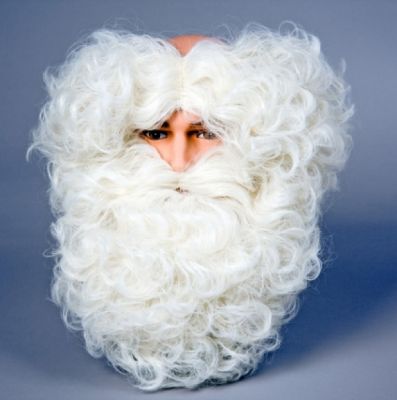 Nikolaus Weihnachtsmann Set Bart + Haarkranz naturfarben