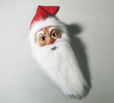Weihnachtsmann Nikolaus Maske mit Plüschbart u. Mütze