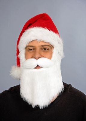 Nikolausmütze mit angenähtem Bart Weihnachtsmannmütze mit Weihnachtsmannbart