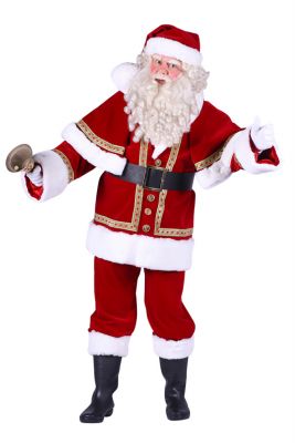 Weihnachtsmann Samt Deluxe mit Umhang Rot Jacke Hose Mütze Gürtel Anzug
