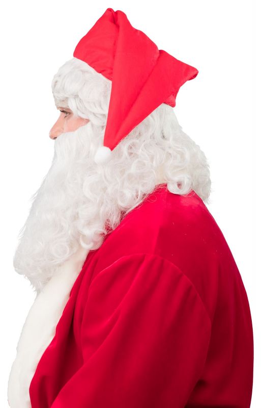 Nikolausmütze mit Bart Nikolaus Weihnachtsmann Mütze Weihnachten mit LED Sterne 