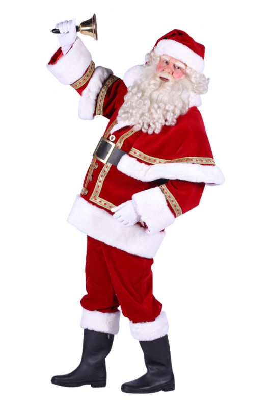 Weihnachtsmann Komplett Kostüm Mantel Cap Mütze Bart Gürtel Nikolaus Santa Claus 