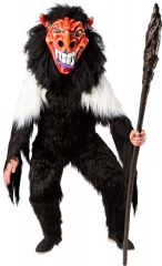 Felloverall Krampus Zottelmonster Tieroverall schwarz-weiß