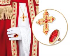 Nikolaus Weihnachtsman Bischof Santa Claus Zubehör Ring und Kreuz