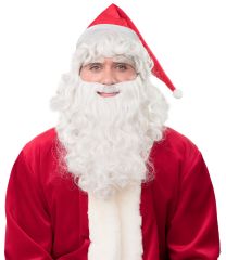 Nikolaus Weihnachtsmann Bart Mütze mit Haaren und Bart Set