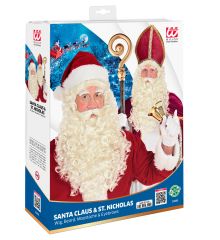 Nikolaus Weihnachtsmann Bart und Perücke im Set Santa Claus